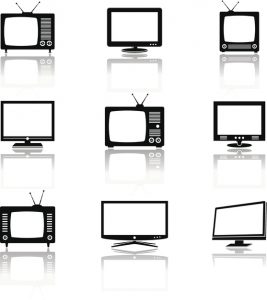 Silhouettes of retro and modern televisions. Vector illustration.